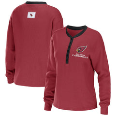 Arizona Cardinals WEAR by Erin Andrews Women's Waffle Henley Long Sleeve T-Shirt