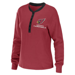Arizona Cardinals WEAR by Erin Andrews Women's Waffle Henley Long Sleeve T-Shirt