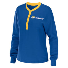 Los Angeles Rams WEAR by Erin Andrews Women's Waffle Henley Long Sleeve T-Shirt