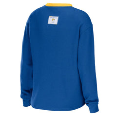 Los Angeles Rams WEAR by Erin Andrews Women's Waffle Henley Long Sleeve T-Shirt