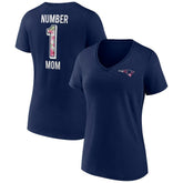 New England Patriots Fanatics Women's Plus Size Mother's Day #1 Mom V-Neck T-Shirt