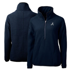 Atlanta Braves Cutter & Buck Women's Cascade Eco Sherpa Fleece Quarter-Zip Pullover Jacket | MLB On Sale