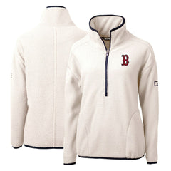 Boston Red Sox Cutter & Buck Women's Cascade Eco Sherpa Fleece Quarter-Zip Pullover Jacket | MLB Shop