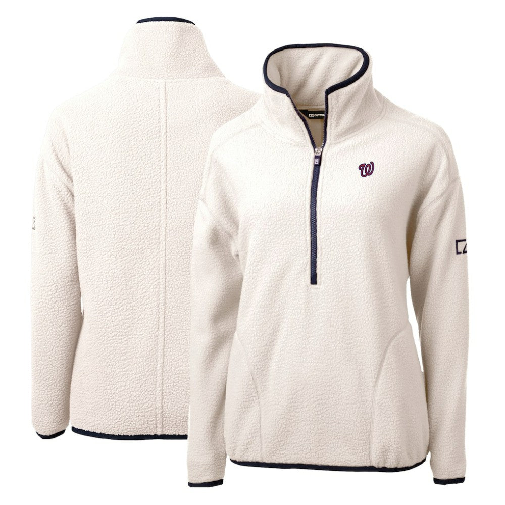Washington Nationals Cutter & Buck Women's Cascade Eco Sherpa Fleece Quarter-Zip Pullover Jacket | MLB US