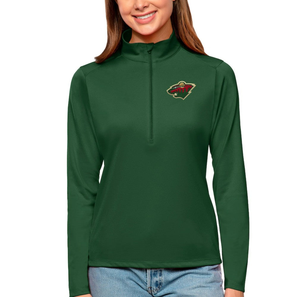 Minnesota Wild Antigua Women's Tribute Quarter-Zip Pullover Top Discount