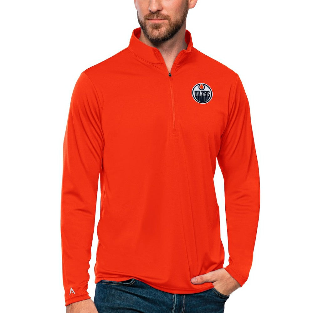 Edmonton Oilers Antigua Tribute Quarter-Zip Pullover Top For Sale