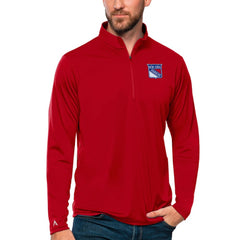 New York Rangers Antigua Tribute Quarter-Zip Pullover Top On Sale