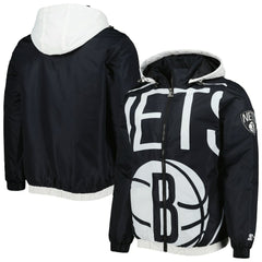 Brooklyn Nets Starter The Triple Double Full-Zip Hoodie Jacket Discount