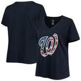 Washington Nationals Women's Plus Size Banner V-Neck T-Shirt | MLB On Sale