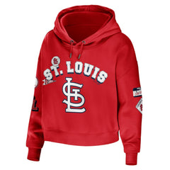 St. Louis Cardinals WEAR by Erin Andrews Women's Modest Patches Cropped Pullover Hoodie | MLB Sale
