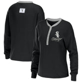 Chicago White Sox WEAR by Erin Andrews Women's Waffle Henley Long Sleeve T-Shirt | MLB Outlet