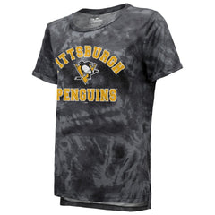 Pittsburgh Penguins Majestic Threads Women's Boyfriend Tie-Dye Tri-Blend T-Shirt Sale