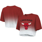 Chicago Bulls Majestic Threads Women's Repeat Dip-Dye Cropped T-Shirt sale On Sale