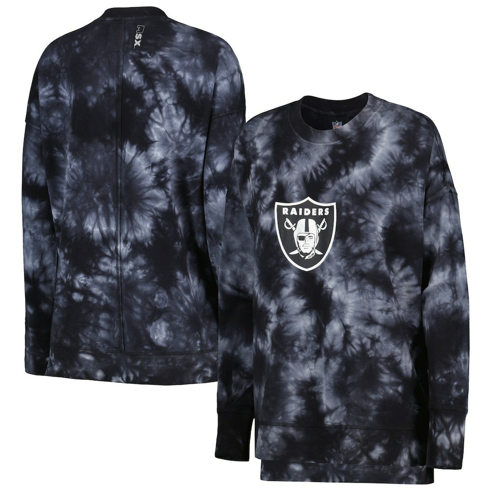 Las Vegas Raiders MSX by Michael Strahan Women's Bailey Tie-Dye Pullover Sweatshirt