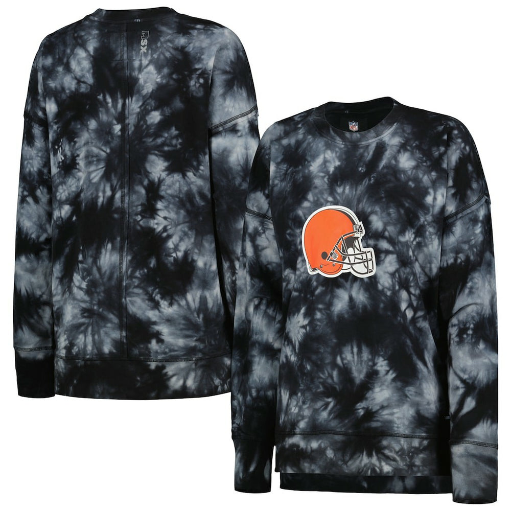 Cleveland Browns MSX by Michael Strahan Women's Bailey Tie-Dye Tri-Blend Pullover Sweatshirt