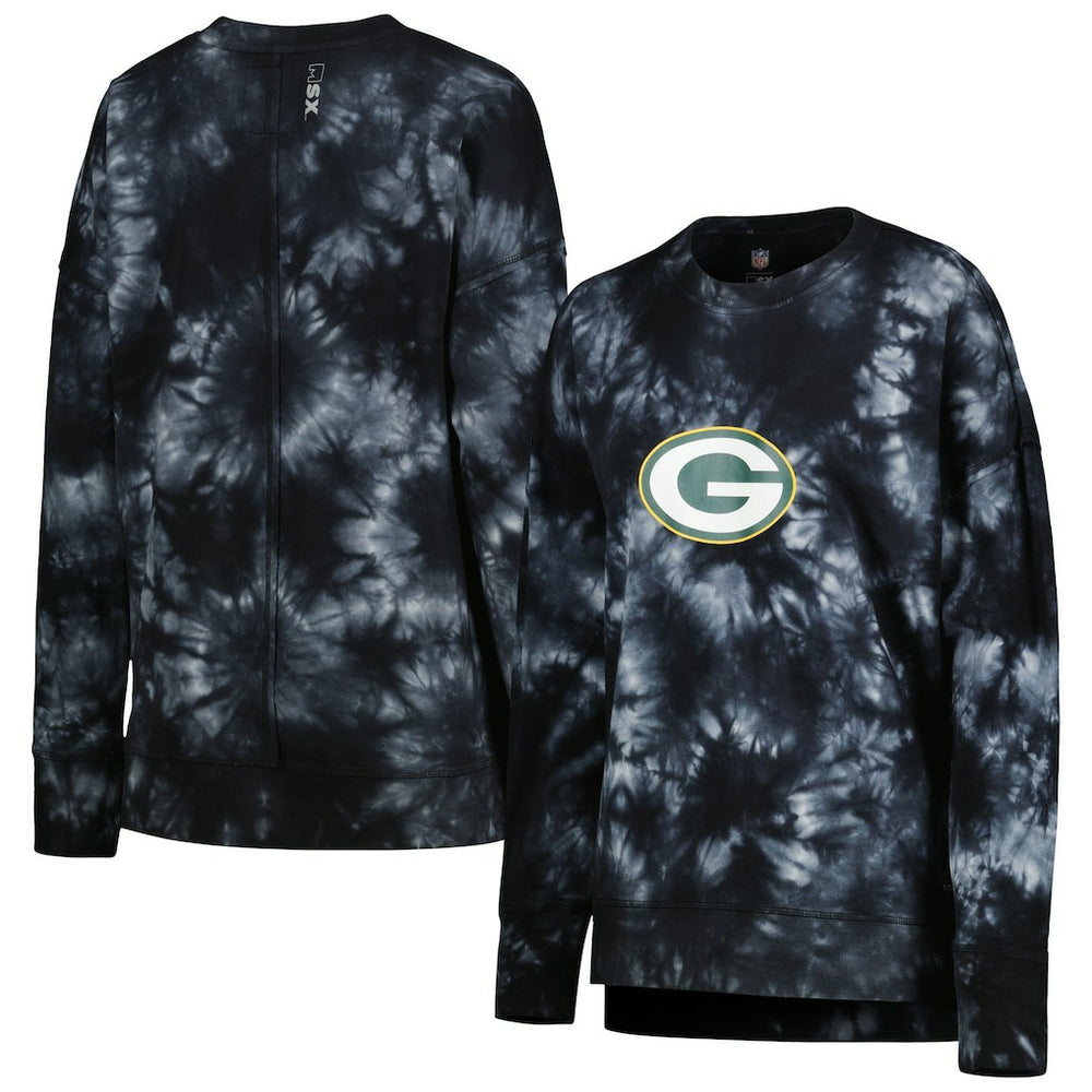 Green Bay Packers MSX by Michael Strahan Women's Bailey Tie-Dye Tri-Blend Pullover Sweatshirt