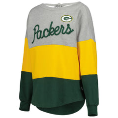Green Bay Packers Touch Women's Outfield Deep V-Back Waist Length Pullover Sweatshirt