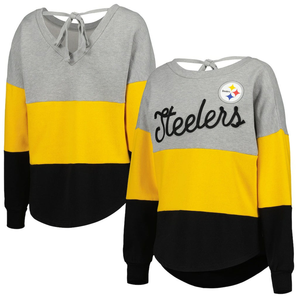 Pittsburgh Steelers Touch Women's Outfield Deep V-Back Waist Length Pullover Sweatshirt