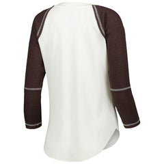 Cleveland Browns Touch Women's Rebel Raglan Tri-Blend 3/4-Sleeve Lace-Up V-Neck T-Shirt