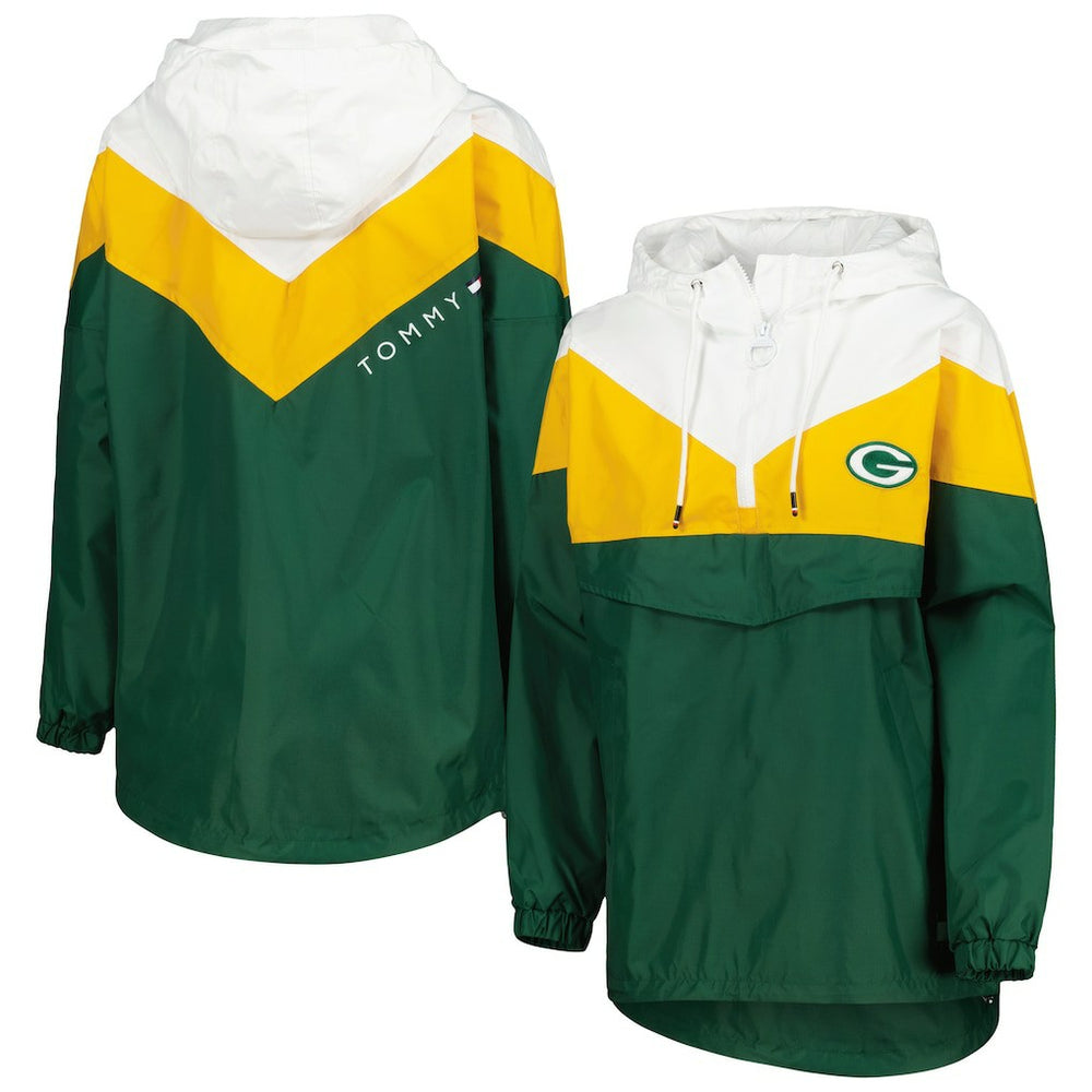 Green Bay Packers Tommy Hilfiger Women's Staci Half-Zip Hoodie Windbreaker Jacket