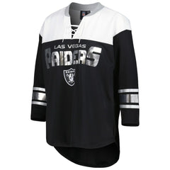 Las Vegas Raiders G-III 4Her by Carl Banks Women's Double Team 3/4-Sleeve Lace-Up T-Shirt