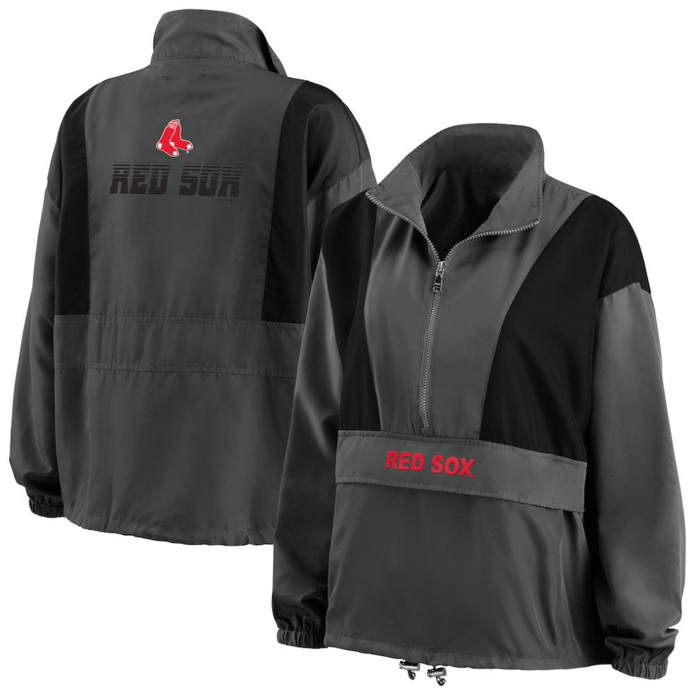 Boston Red Sox WEAR by Erin Andrews Women's Packable Half-Zip Jacket | MLB Outlet