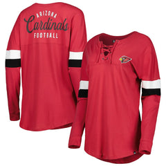 Arizona Cardinals New Era Women's Athletic Varsity Lace-Up Lightweight Long Sleeve T-Shirt