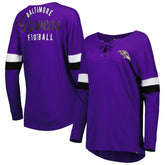 Baltimore Ravens New Era Women's Athletic Varsity Lace-Up Lightweight Long Sleeve T-Shirt