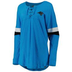 Carolina Panthers New Era Women's Athletic Varsity Lace-Up Lightweight Long Sleeve T-Shirt