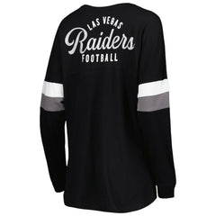 Las Vegas Raiders New Era Women's Athletic Varsity Lace-Up Lightweight Long Sleeve T-Shirt