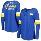 Los Angeles Rams New Era Women's Athletic Varsity Lace-Up Lightweight Long Sleeve T-Shirt