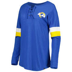 Los Angeles Rams New Era Women's Athletic Varsity Lace-Up Lightweight Long Sleeve T-Shirt