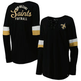 New Orleans Saints New Era Women's Athletic Varsity Lace-Up Lightweight Long Sleeve T-Shirt