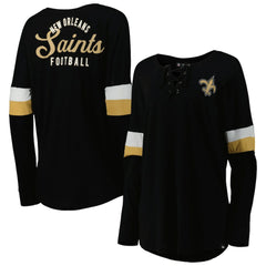 New Orleans Saints New Era Women's Athletic Varsity Lace-Up Lightweight Long Sleeve T-Shirt