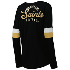 New Orleans Saints New Era Women's Athletic Varsity Lace-Up Lightweight Long Sleeve T-Shirt