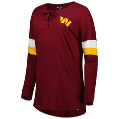 Washington Commanders New Era Women's Athletic Varsity Lace-Up Lightweight Long Sleeve T-Shirt