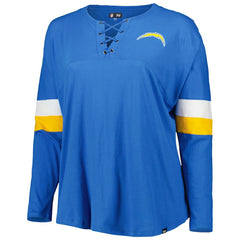 Los Angeles Chargers New Era Women's Plus Size Athletic Varsity Lace-Up V-Neck Long Sleeve T-Shirt