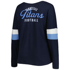 Tennessee Titans New Era Women's Plus Size Athletic Varsity Lace-Up V-Neck Long Sleeve T-Shirt