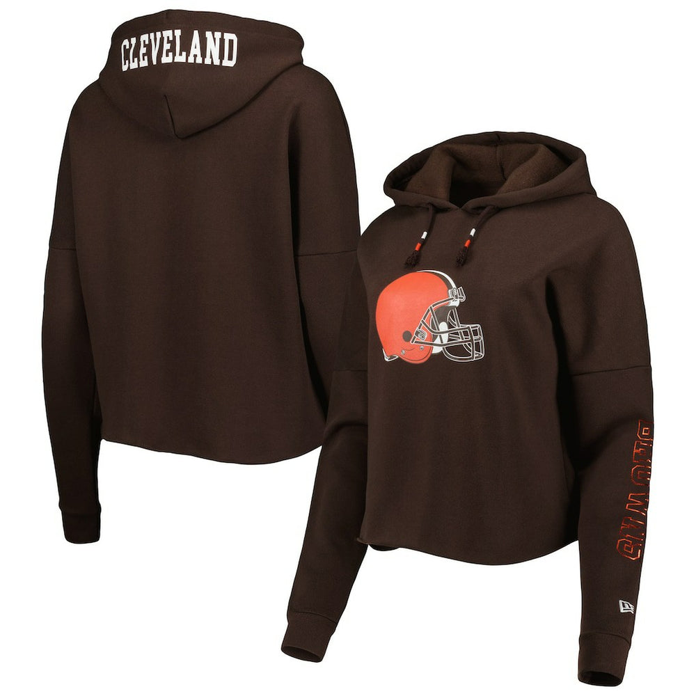 Cleveland Browns New Era Women's Foil Sleeve Pullover Hoodie