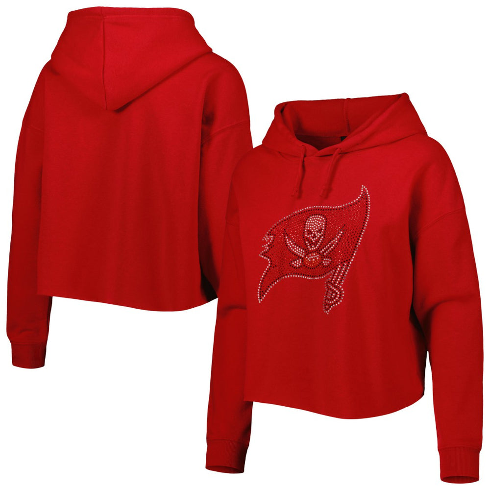 Tampa Bay Buccaneers Cuce Women's Crystal Logo Cropped Pullover Hoodie