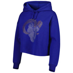 Los Angeles Rams Cuce Women's Crystal Logo Cropped Pullover Hoodie