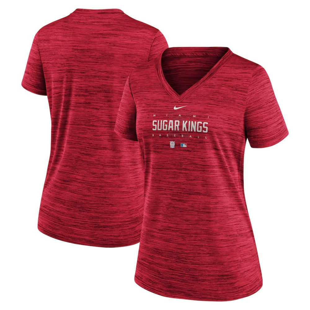 Miami Marlins Nike Women's City Connect Velocity Practice Performance V-Neck T-Shirt | MLB New