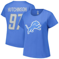 Detroit Lions Aidan Hutchinson Women's Plus Size Fair Catch Name & Number Scoop Neck T-Shirt