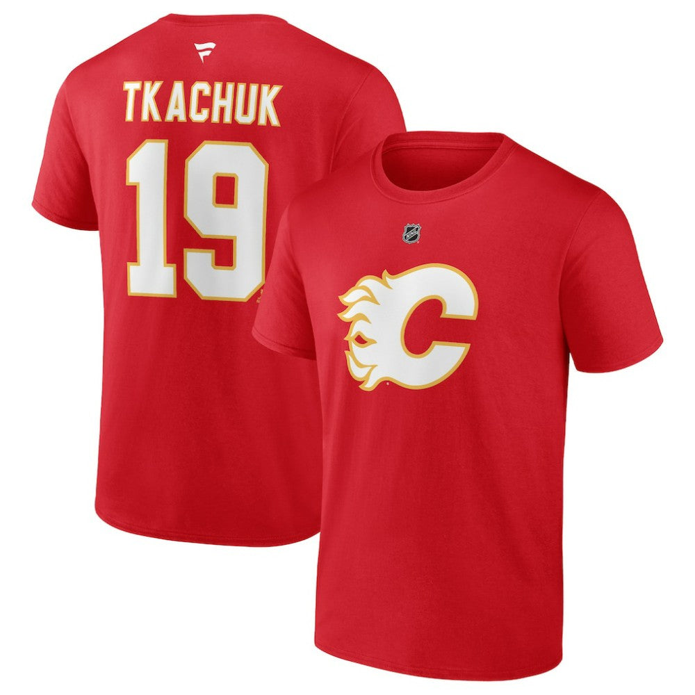 Matthew Tkachuk Calgary Flames Fanatics Authentic Stack Name & Number T-Shirt On Sale