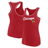 Chicago Blackhawks Fanatics Women's Wordmark Logo Racerback Scoop Neck Tank Top Discount