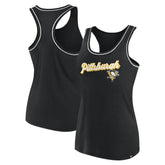 Pittsburgh Penguins Fanatics Women's Wordmark Logo Racerback Scoop Neck Tank Top For Sale