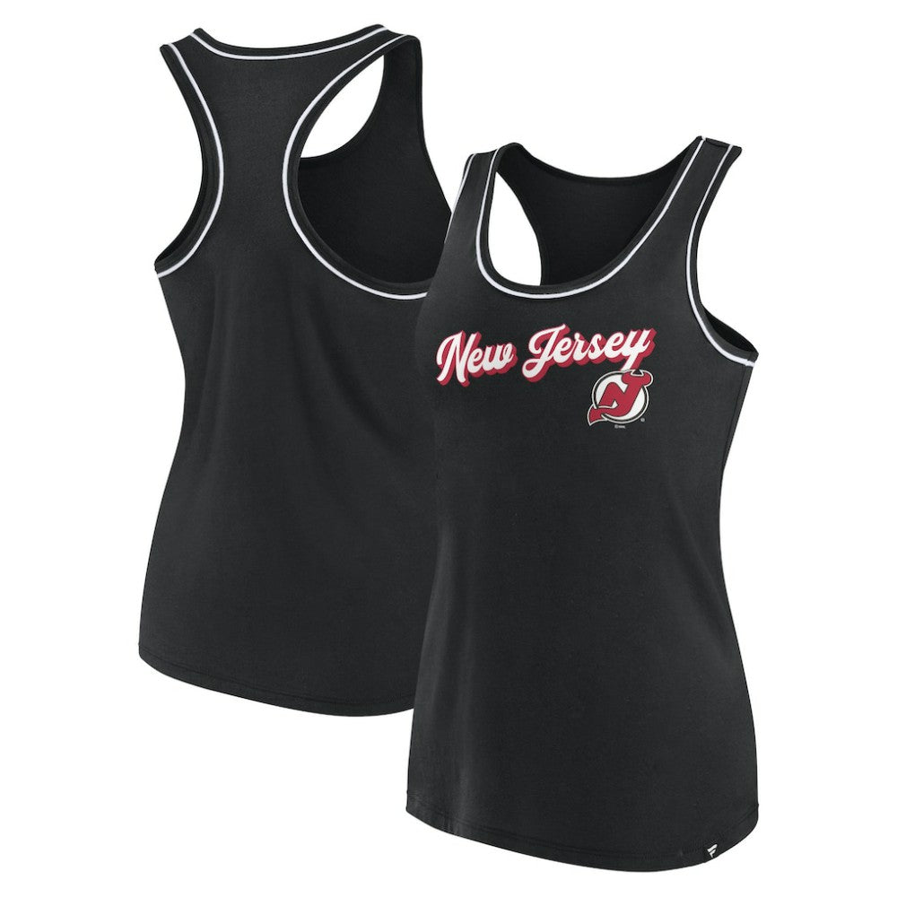 New Jersey Devils Fanatics Women's Wordmark Logo Racerback Scoop Neck Tank Top Online