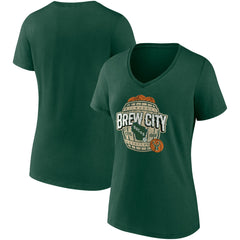 Milwaukee Bucks Women's Hometown Collection Brew City V-Neck T-Shirt Outlet