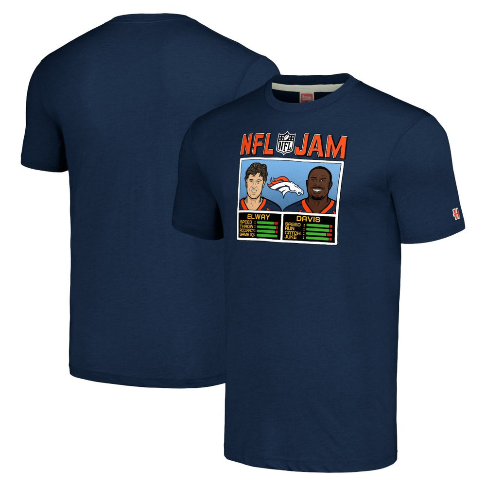 Denver Broncos John Elway & Terrell Davis Homage Unisex NFL Jam Retired Tri-Blend T-Shirt