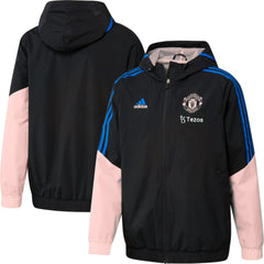 Manchester United Training All-Weather Raglan Full-Zip Hoodie Jacket Black - Adidas